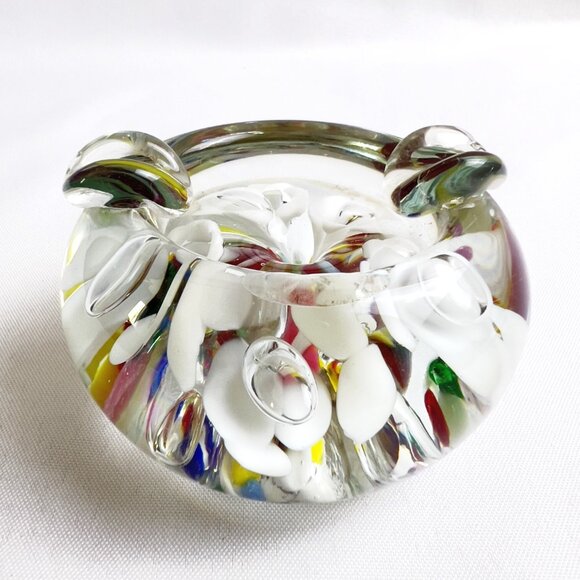 Kent Helms Vintage Signed Art Glass Paperweight Abstract Floral Studio Crafted - Picture 6 of 11